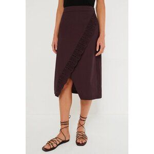 New Tuckernuck Townes 100% Cotton Embroidered Wrap Midi Skirt Brown 6 $228
